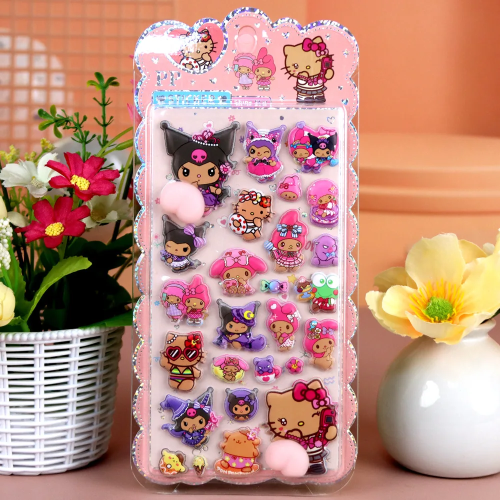 4 stks Kawaii Kuromi My Melody Butt Stickers Zacht Knijpbaar Decomprimeren Speelgoed DIY Laptop Gitaar Telefoon Leuke Decoratie Bubble Sticker