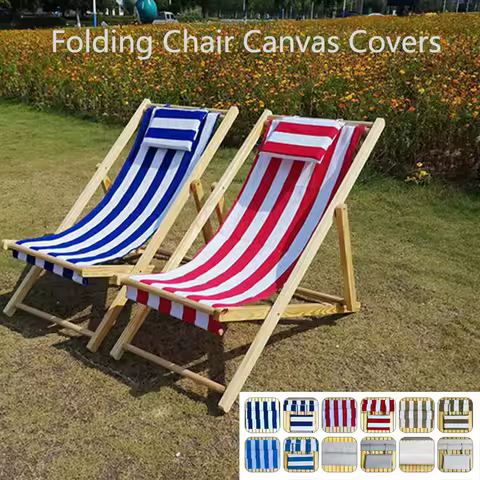 Beach Chair Waterproof Canvas Seat Covers Folding Deck Chair Replacement Cover for Courtyard Home Accessories