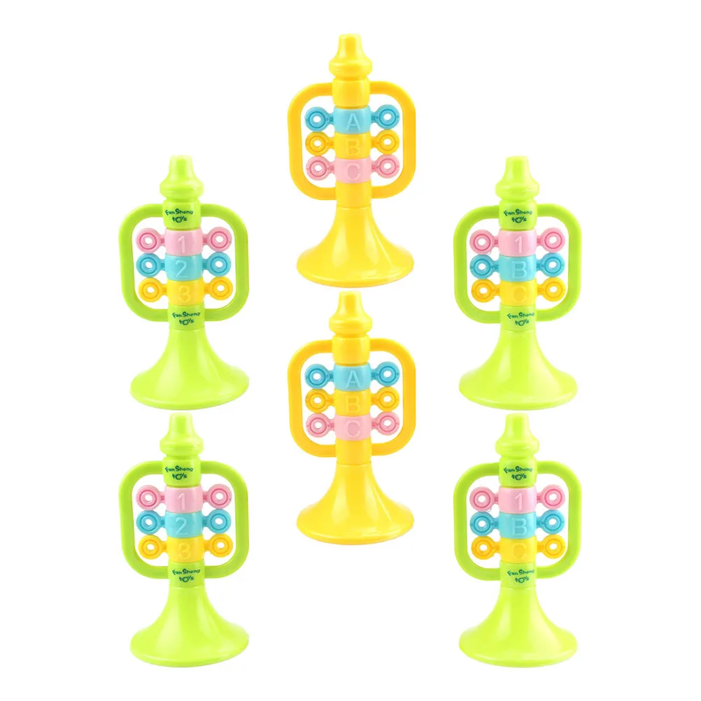 6 pezzi di cartoni animati pratici trombe di simulazione manico rotondo liscio bambini sicuri giocano strumenti per spettacoli teatrali trombe pratiche