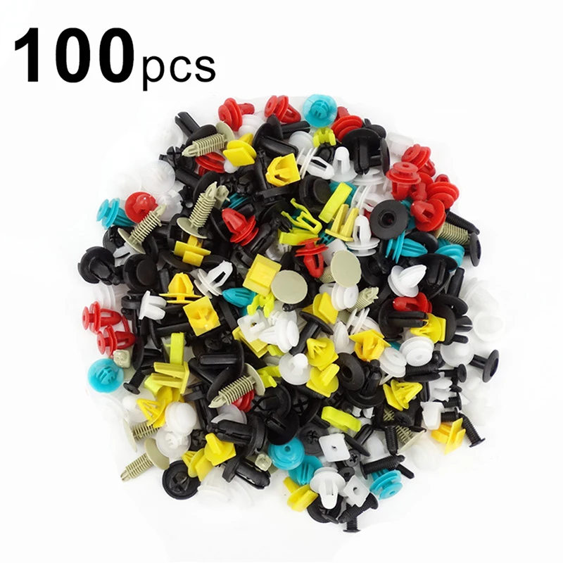 100pcs/set Universal Mixed Car Various Plastic Rivet Fastener Door Push Pin Auto Car Buckle Car Accessories Replacements