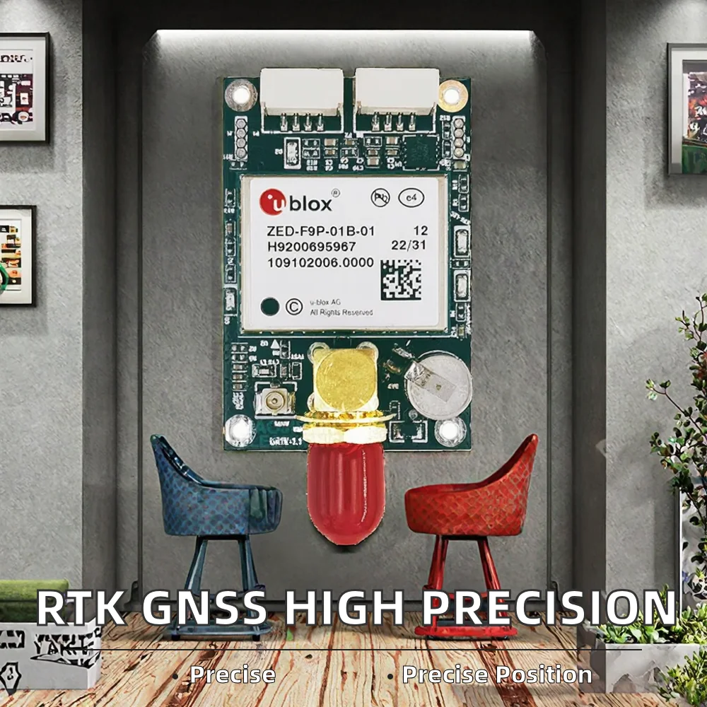 ZED-F9P RTK GNSS Module External Antenna High Precision Sets 0.01m Accuracy 1207-1605MHz Frequency Band for Surveying