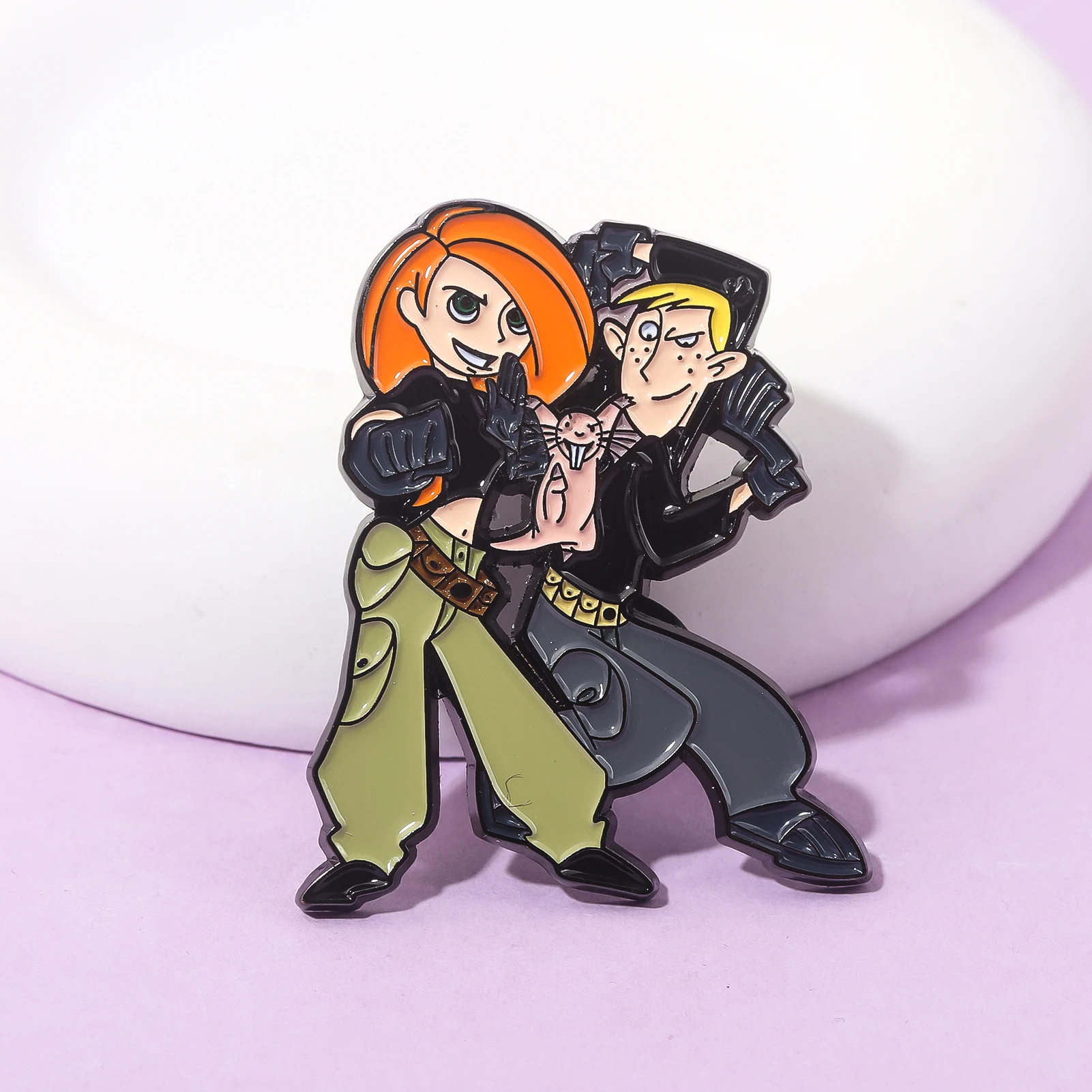 Cartoon Anime Kim Possible Brooch Funny Rufus Metal Enamel Badge Pin Cosplay Props Men Women Backpack Jewelry Gift