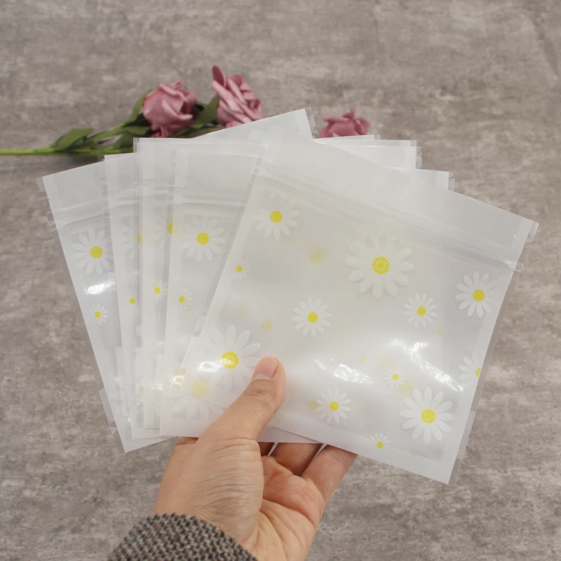 

250Pcs Gift Bag Daisy Flower Cookie Dessert Packaging Transparent Biscuit Nougat Bags Party Decoration Multipurpose