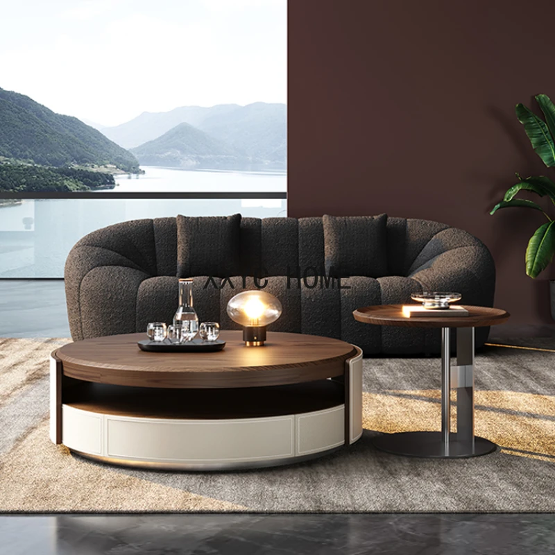 Cute Simple Black Coffee Tables Hardcover Round Design Floor Nordiccoffee Table Living Room Tavolino Da Salotto Home Furniture