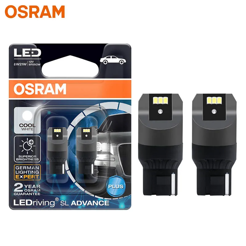 OSRAM Genuine Upgrade LED T20 W21W 9705CW Cool White LEDriving SL Advance Auto Turn Signal Reverse Brake Stop Lamp Car LED Bulb
