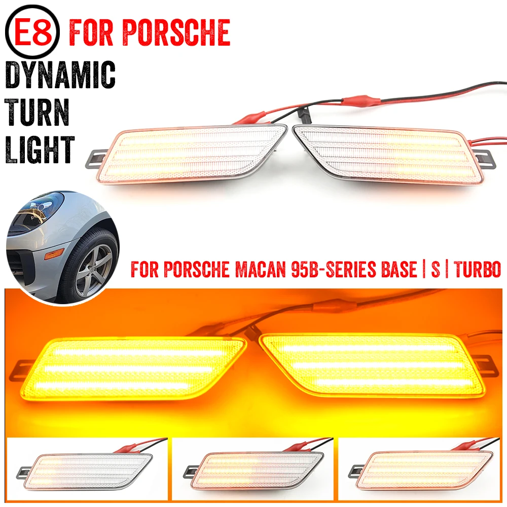 For Porsche Macan 95B-Series 2014-2021 LED Repeat Blinker Side Marker Car Dynamic Front Fender Indicator Turn Signal Lamp