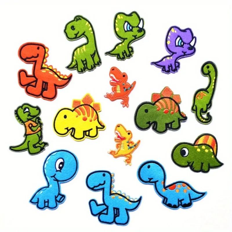 

14Pcs/set Cartoon Dinosaur Clothes Patch Animal Embroidery Patch Children's Clothing Sew Iron Patch Badge Fabric Applique