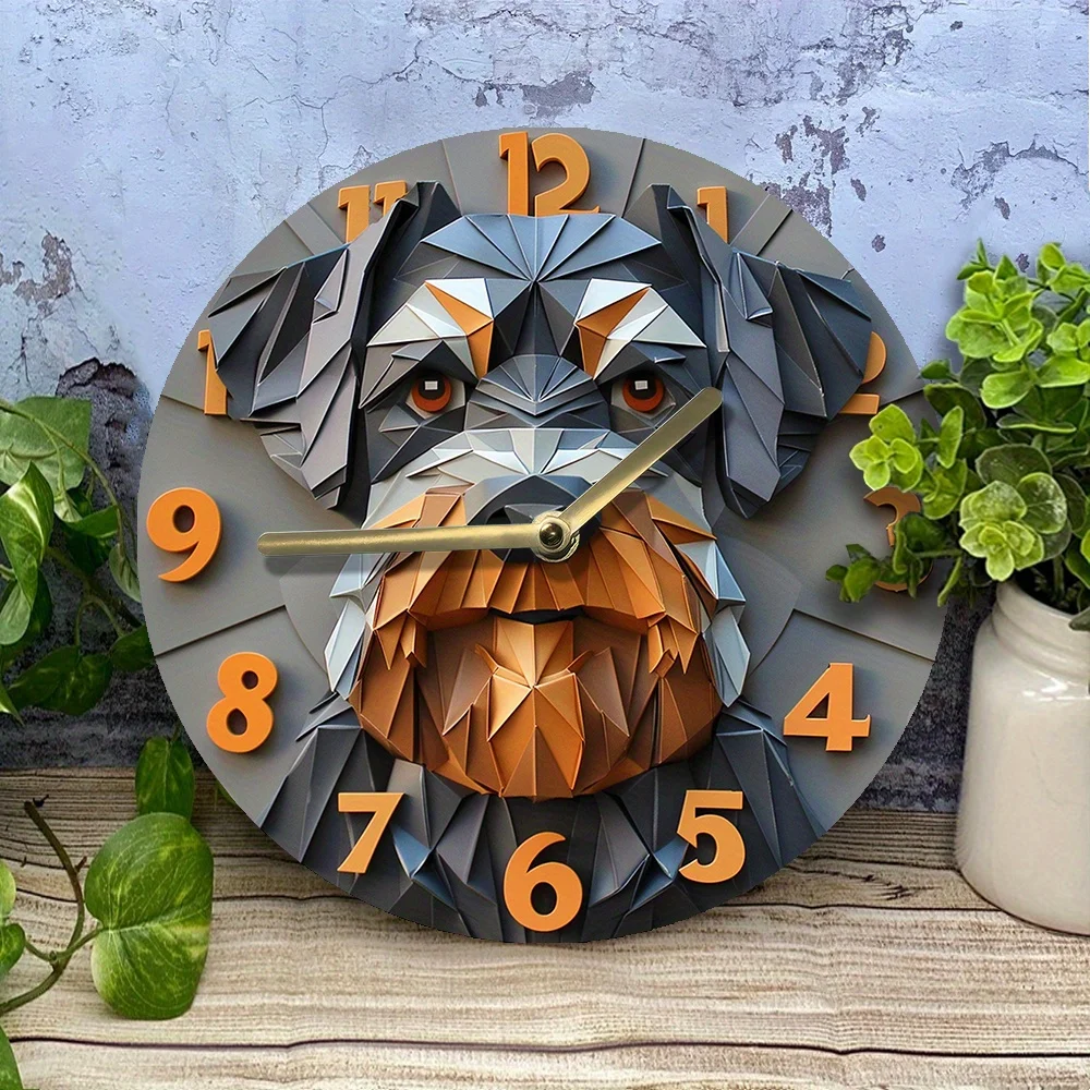 Schnauzer-Themed Silent Wall Clock, Metal, Pet Lover'S Decor, Perfect for Mother'S Day & Apartment Wall Clock Modern Design