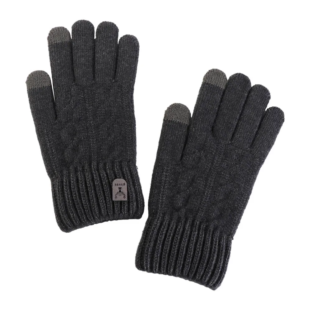 

Soft Wool Men Knitted Gloves Solid Color Touchscreen Knitted Woolen Gloves Thickened Nonslip Full Finger Gloves Ladies