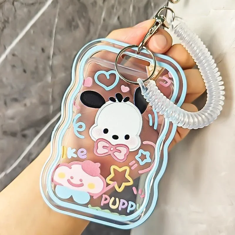 Hello Kitty Cinnamoroll Kuromi My melody Pochacco Cute Kawaii Anti-Lost Card Holder Student Campus Meal Card Protective Case