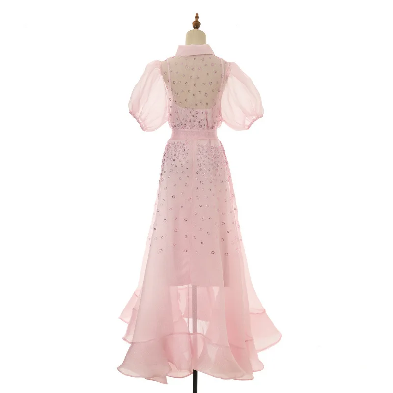 Ele Bubble Summer ort Sve Fro Damen-Dr. Par-Rock, hohe Taille, Samtstoff, Blumenverzierung, fünf Farben