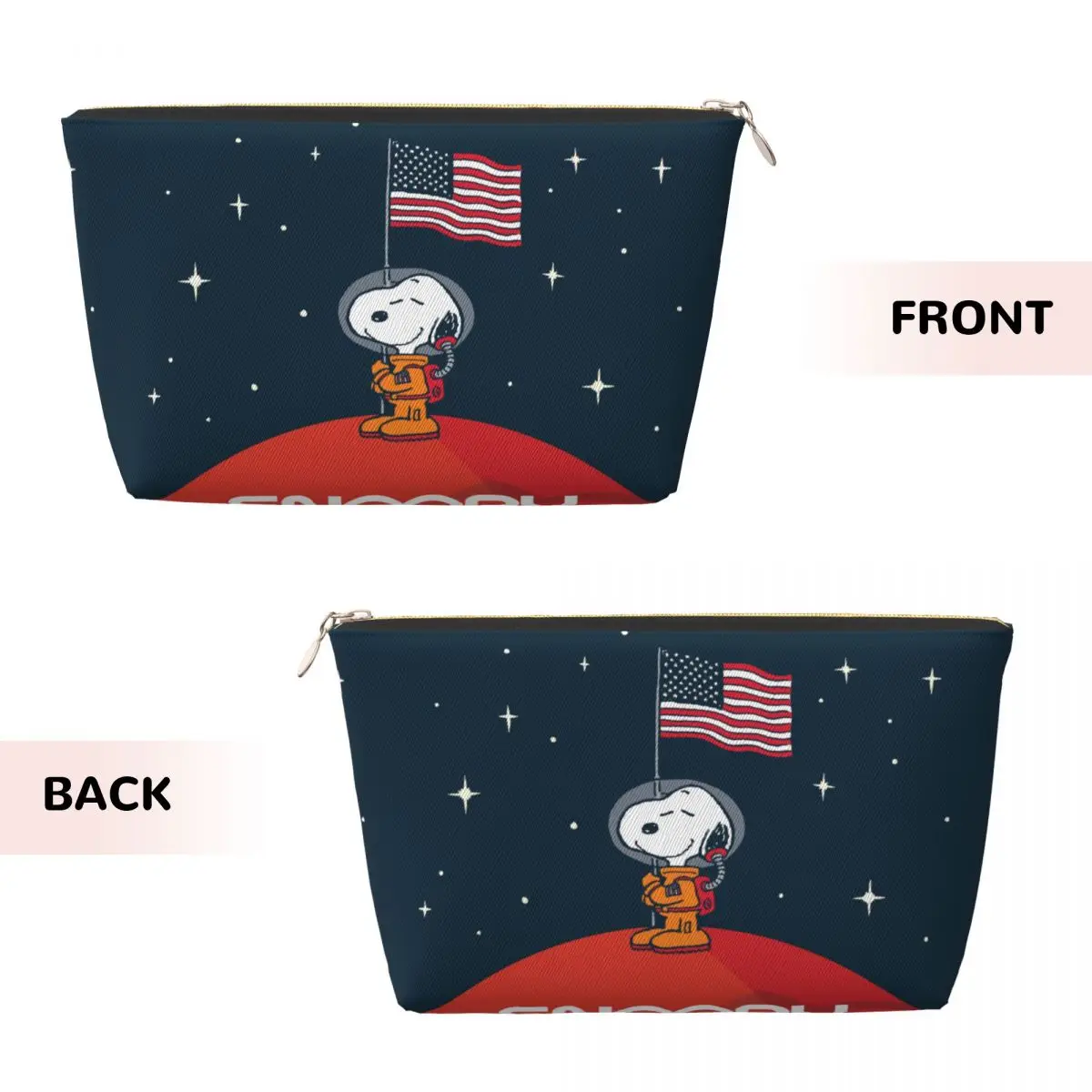 Custom American Astronaut Snoopy Cosmetic Bag Women Fashion Large Capacity Beagle Dog Makeup Case Beauty Storage Toiletry Bags