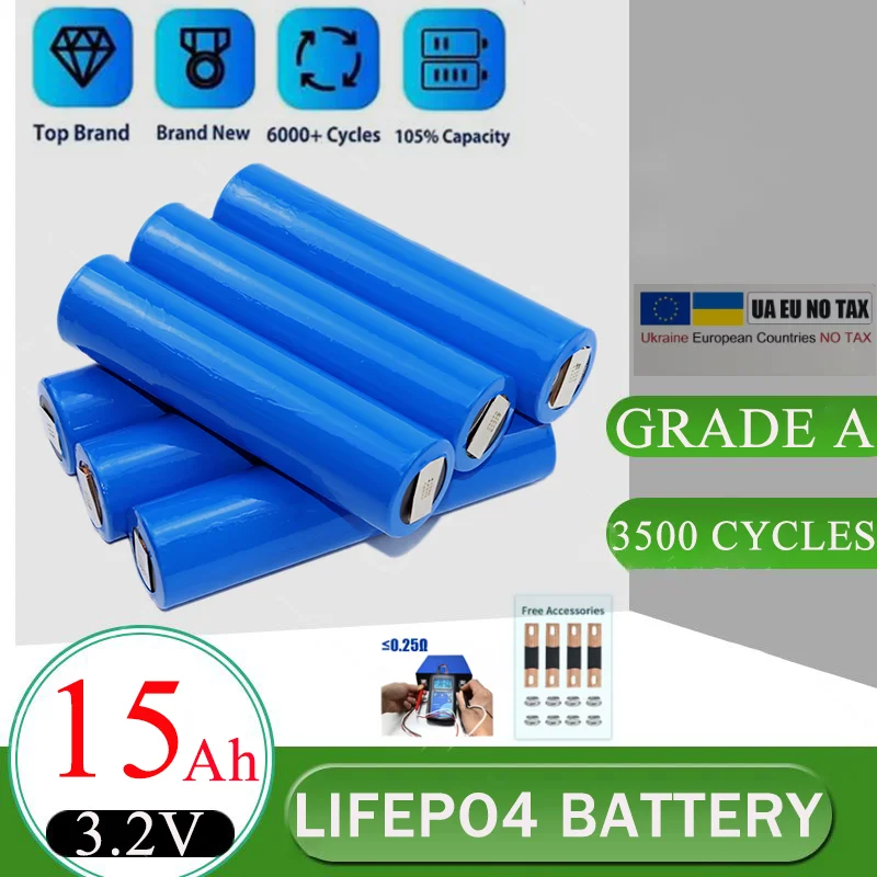 New 3.2V 33140 15Ah Lifepo4 Battery 5C Discharge DIY 12V 24V 36V 48V LiFePO4 Battery Pack Converted To Nickel Full Capacity15Ah