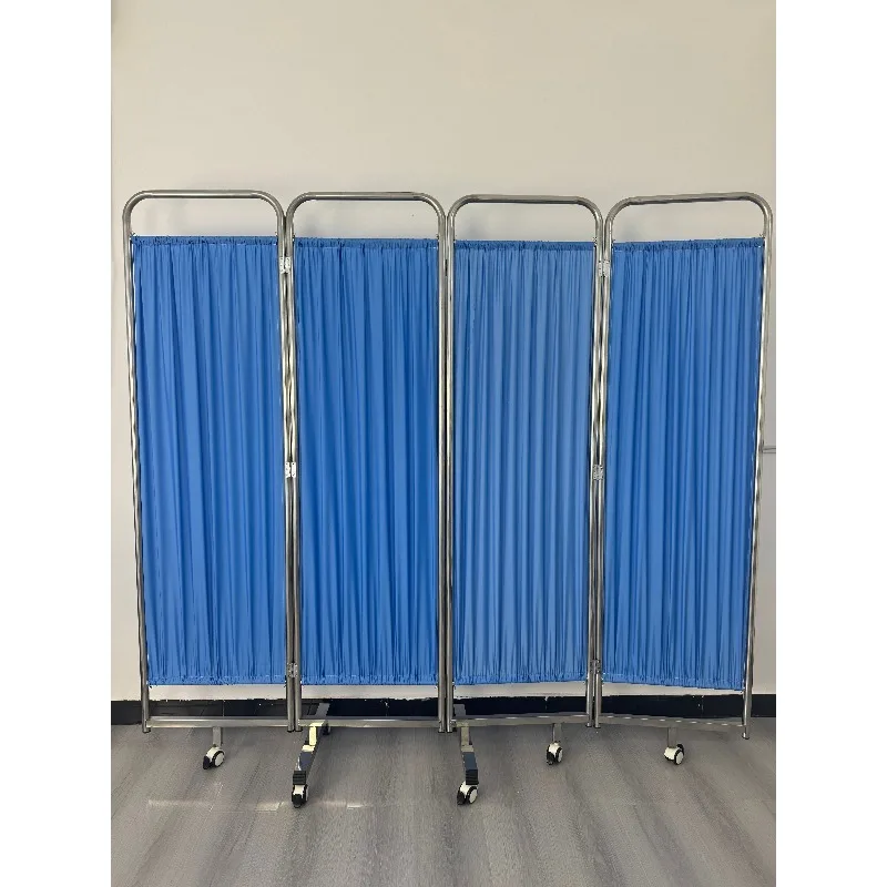 ستارة شاشة قابلة للطي مكونة من 4 ألواح من مستشفى، 4 أضعاف من الفولاذ المقاوم للصدأ، شاشة جناح المستشفى #4