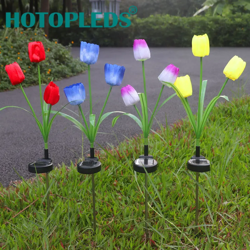 

2pack Factory Customized Solar Tulip Three Head Lawn Garden Decoration Landscape Outdoor Light Manufacturer Wholesale
