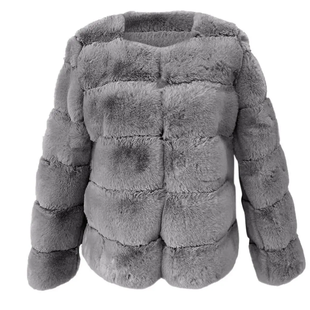 Faux Fur Faux Fox Fur Women's Coat Horizontal Patchwork Faux Fur Commuter Color-Block