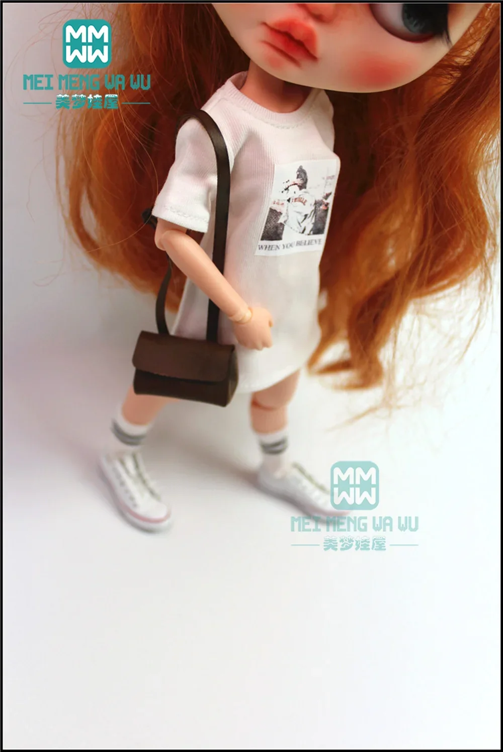 Past op 28 cm Blyth poppenkleertjes Mode lang T-shirt Azone OB22 OB24 popaccessoires
