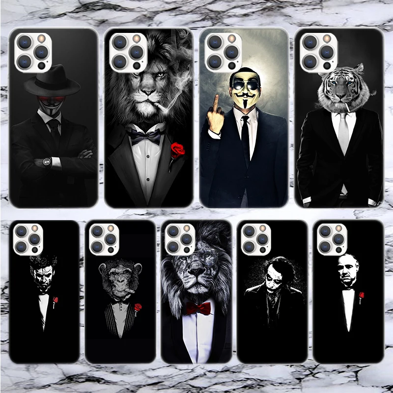 Man Suit Shirt Tie Soft Phone Case For iPhone 16 15 14 13 12 11 Pro Max X XR XS 7 Plus 8 + SE 2020 Pattern Customized Cover 14 1