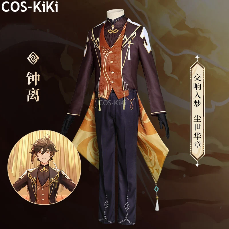 COS-KiKi Genshin Impact Zhongli Concert Game Suit Gorgeous Handsome Uniform Cosplay Costume Halloween Party Role Play Outfit