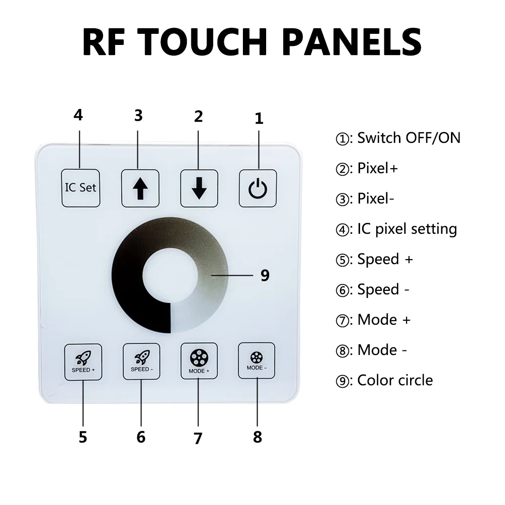 5-24V Single Color Flow Controller RF 12key Wireless Remote Control,12-24V Flowing Water Controller Wireless Switch Wiring Free