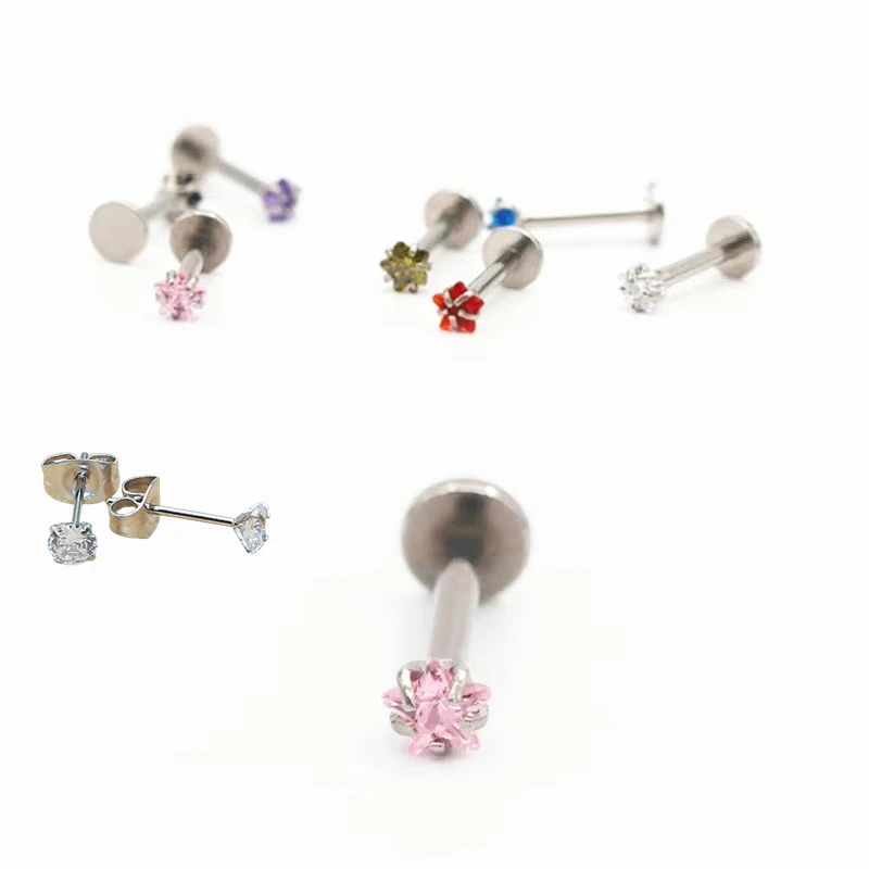 Hypoallergenic Stainless Steel Screw Stud Earrings Steel-color Plated With 3mm  AAA Zircon No Fade Allergy Free