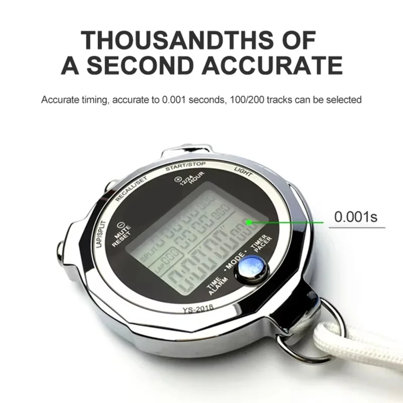 Digital Watch Timer 0.001S Precision Metal Luminous Portable Stopwatch Channel Sports Running Training Timer Professional
