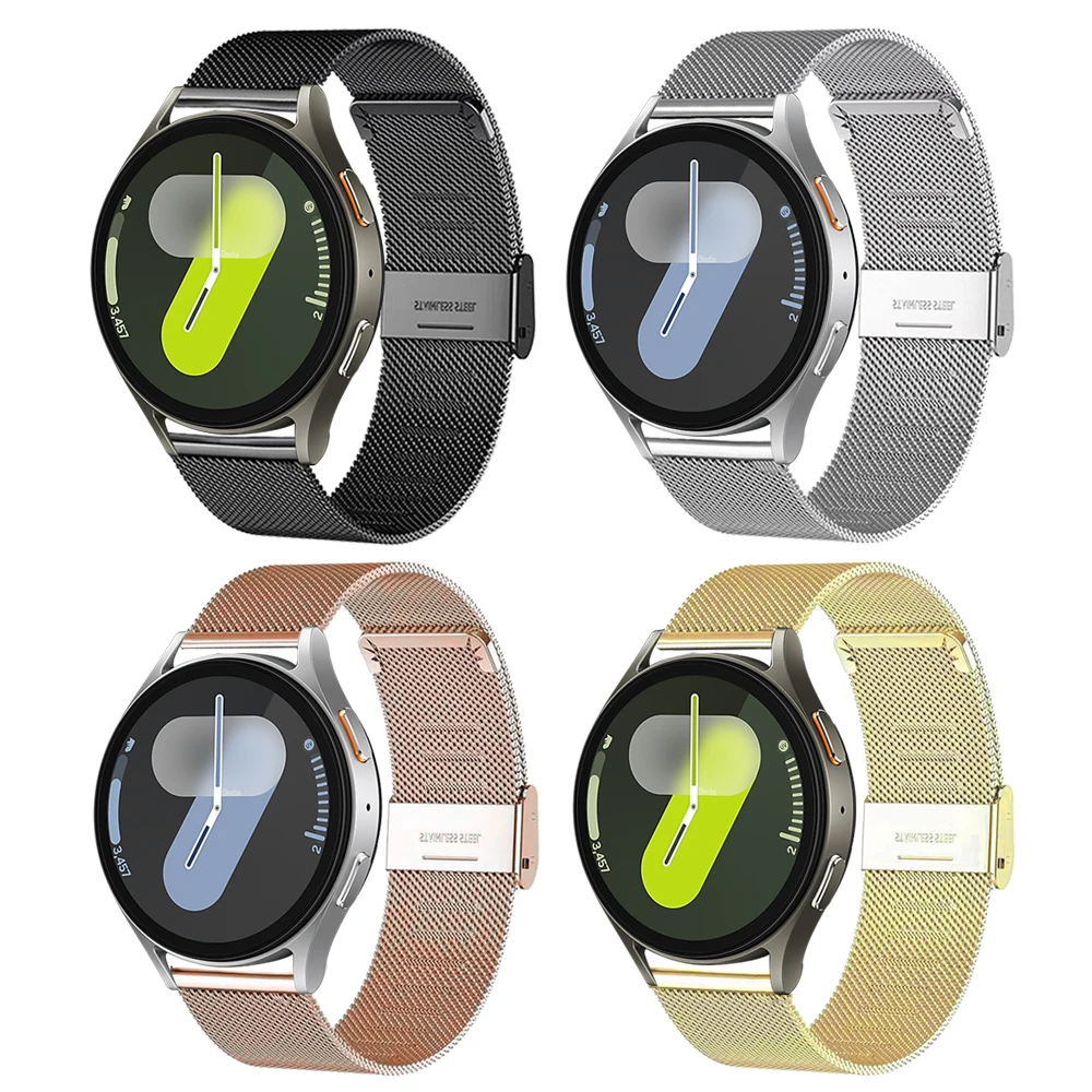 20mm 22mm 스테인리스 스틸 메탈 시계 스트랩 삼성 갤럭시 워치 7 6 5 4 40/44mm 손목 밴드 기어 S3 S2/6 4 클래식 팔찌