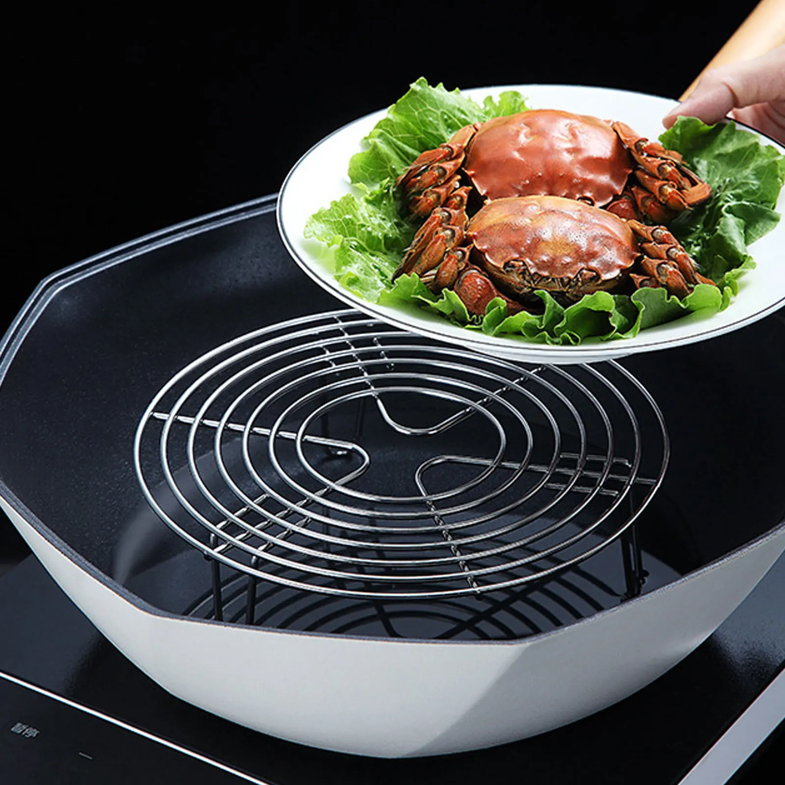

Steamer Rack Stainless Steel Round Kitchen Steaming Stand Cooking Steam Rack Heat Resistant Household Steaming Stand