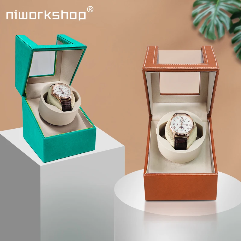 

Niworkshop Single Automatic Watch Winder, PU Watch Box With Quiet Motor, Soft Pillows Fit Men & Women Watches, USB Power Supply