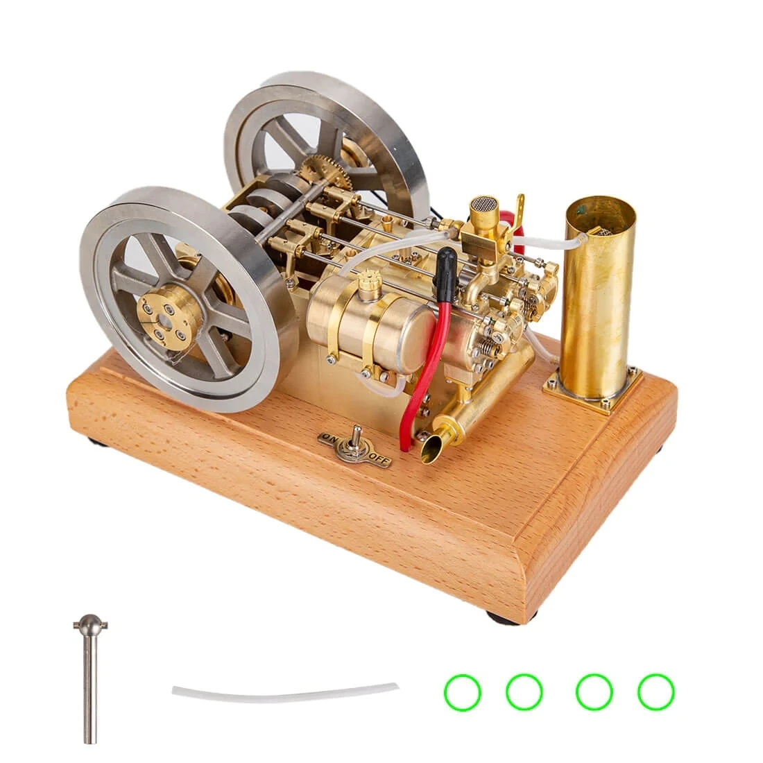 Twin Cylinder OHV Engine H76 Horizontal Vintage Stationary Twin Flywheel Gasoline Internal Combustion Engine Model Toy