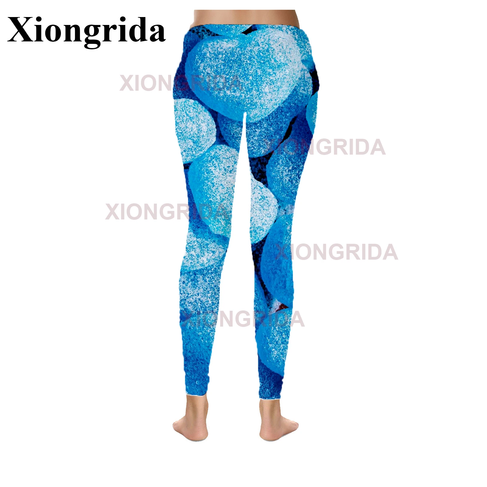 Mulheres Candy Print Leggings, Calças de Impressão Digital 3D, Lady's Elastic Slim Sport Meias, Novidade Fitness Inferior