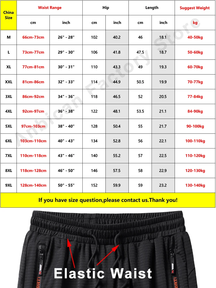 Summer Black Mesh Sweatshorts Men Sportswear Breathable Nylon Straight Short Breeches Plus Size Loose Casual Gym Shorts 8XL 9XL