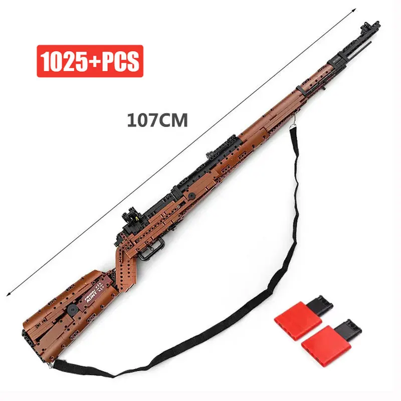 Mauser 98K karabin snajperski klocki WW2 broń wojskowa seria strzelanka montaż cegieł zabawki na prezenty świąteczne dla dzieci