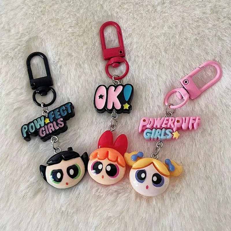 The Powerpuff Girls Kawaii ins style high-looking cartoon pendant cute anime trend keychain accessories surprise gift wholesale