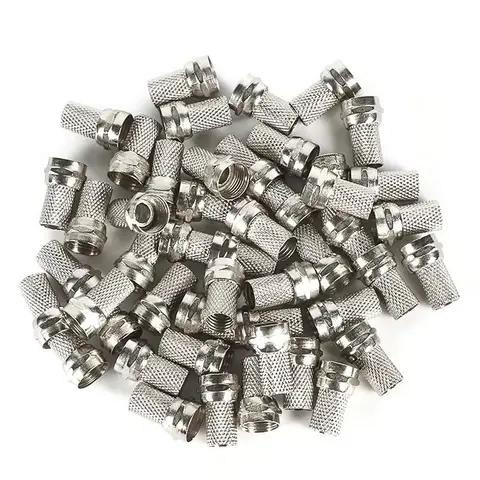RG6 100/50pc Twist-On  F Type Coaxial Cable Connector Plug Brass Material Signal Line Connector Copper Zinc Plating