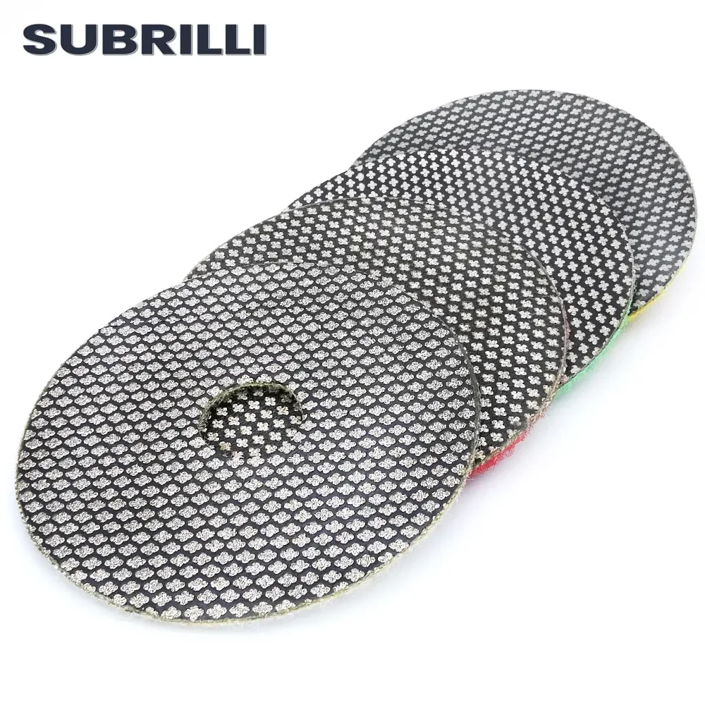 SUBRILLI 3 "80mm 4 pièces tampon de polissage diamant galvanisé disque de ponçage abrasif Flexible pour verre granit marbre carrelage en céramique