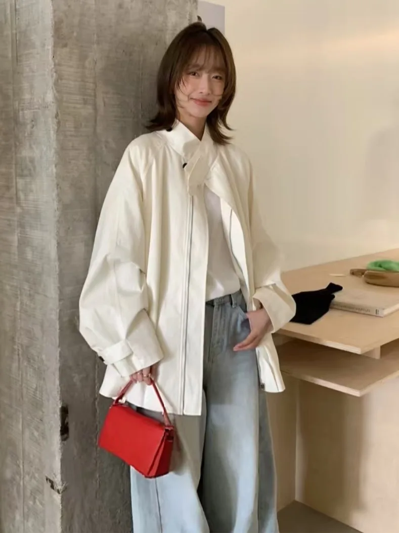 

Женская корейская модная куртка свободного кроя с воротником-стойкой, осенняя новинка