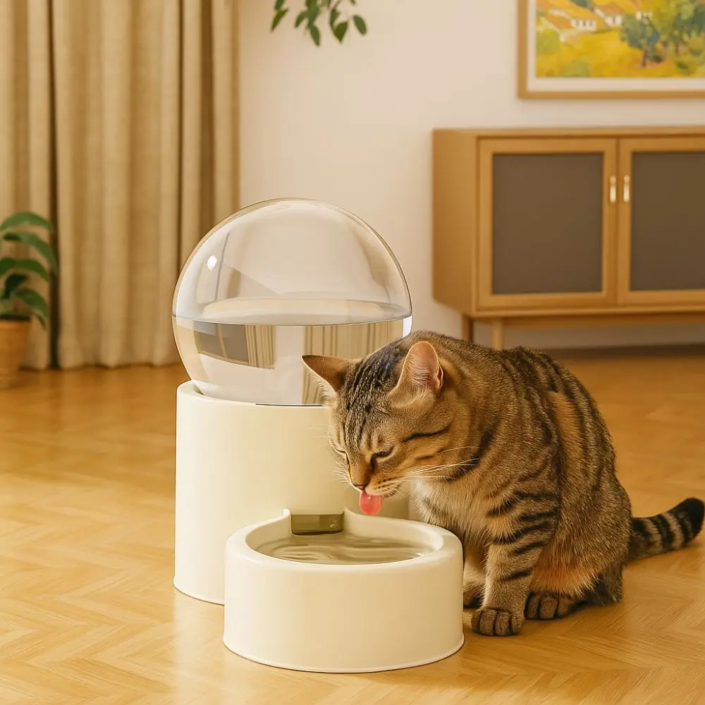 Large Capacity Automatic Pet Feeder Neck Protection Plastic Pet Food Bowl Leakproof Visual Window Dog Water Dispenser