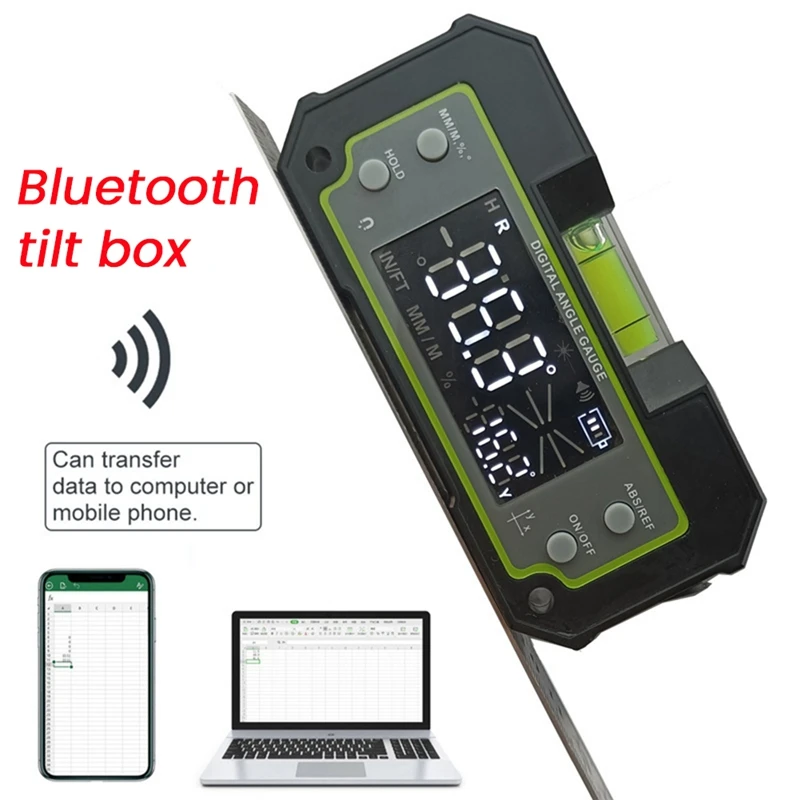 1-częściowy inklinometr poziomu Bluetooth Dwuosiowy cyfrowy kątomierz Linijka kątowa czarna