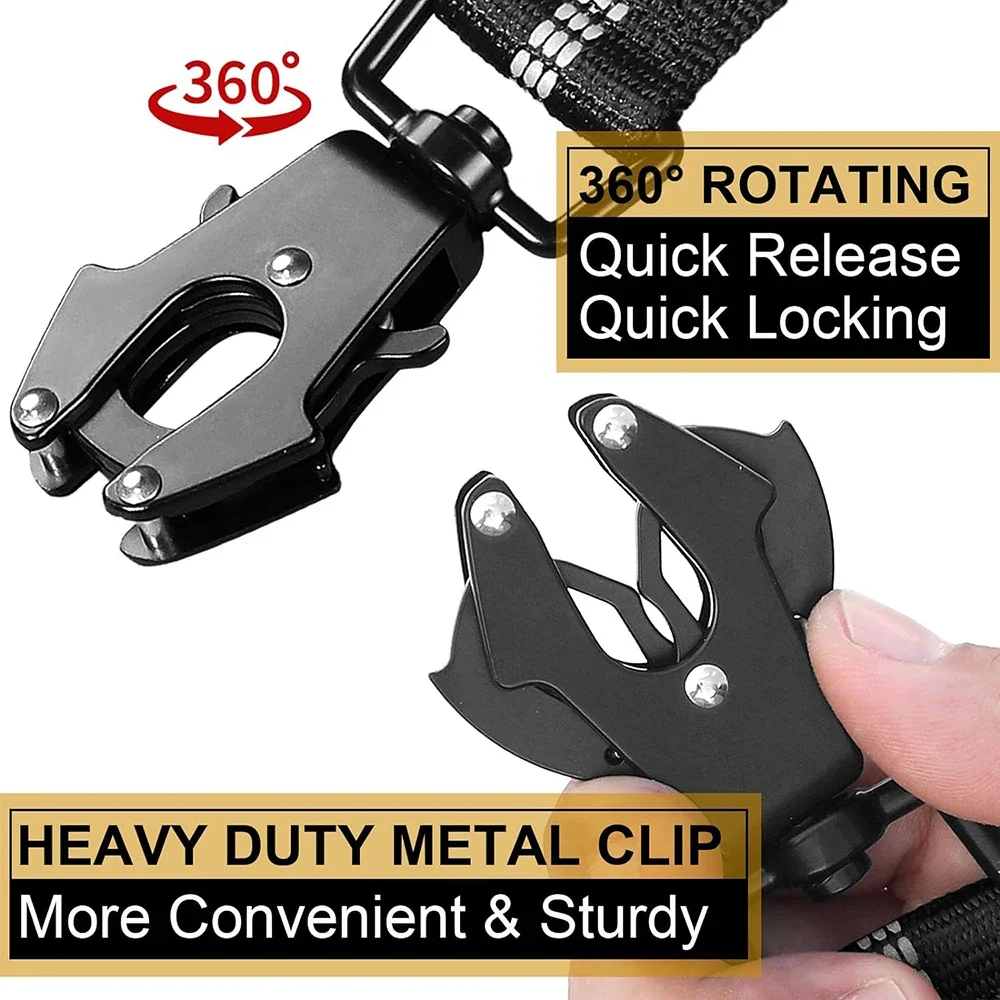 No Pull Dog Leash Reflective Shock Absorbing Pet Leashes with Car Seatbelt for Large Dogs Heavy Duty Tactical Bungee Dog Leash