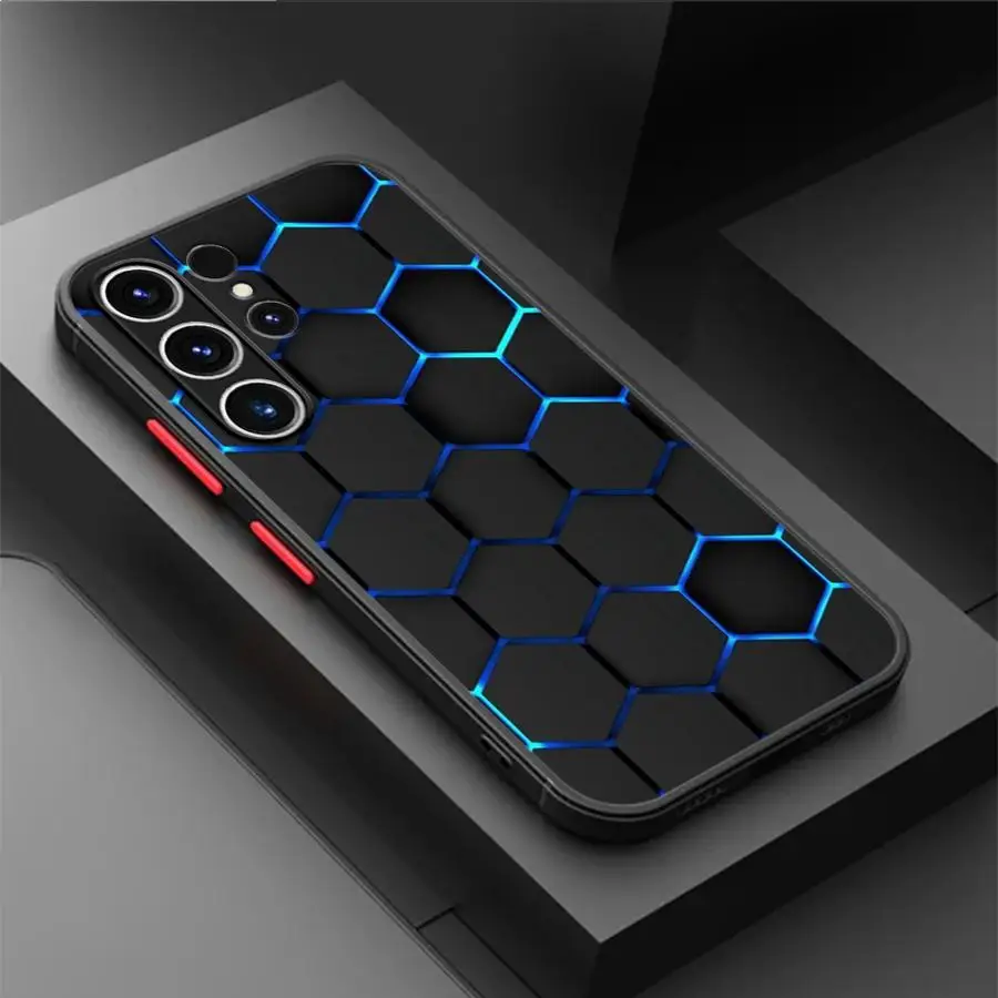 Fashion Honeycomb Matte Case For Samsung Galaxy S24 S22 S23 S20 S21 FE S10 Plus Capa Note 20 Ultra 10 Lite Phone Fundas