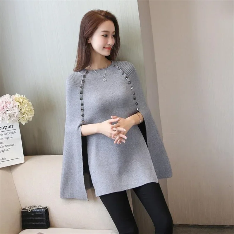 Cashmere Shawl  New Winter Casual Women's Wool Sweater Warm Spring Autumn Winter Casual Bat Sleeve Pullover Christmas Cape