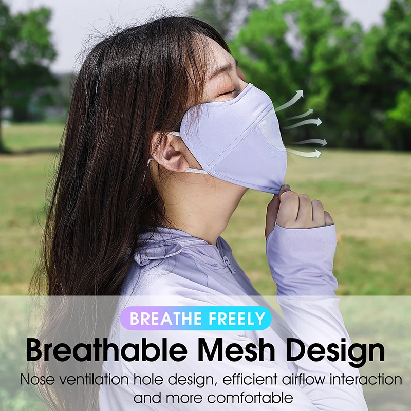 WEST BIKING UV400 Ice Silk Face Mask Sun Protection Breathable Sweat Absorbing Face Cover with Visor & Glasses Hole Outdoor Mask