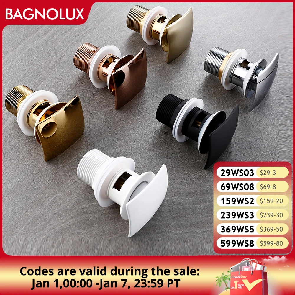 Bagnolux Gold Black White Brass Basin Sink Pop-Up Drainage Square Antifouling Easy To Clean Kitchen Pipe Bathroom Accessories