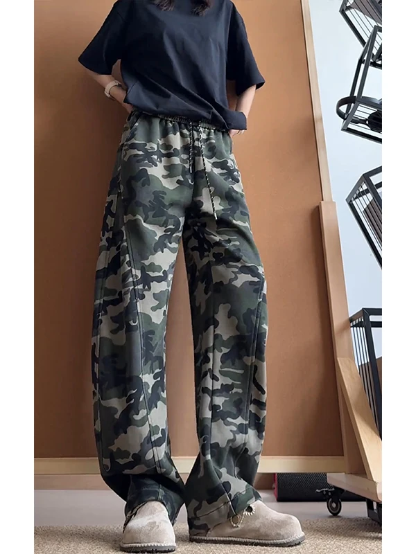 

Military een Camouflage Straight Leg Spor High Waist Waed Sweatpants for Men Autumn Season Loose Fit Comfortable Trousers