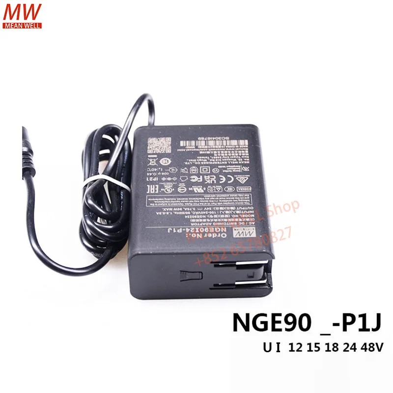 

Original MEAN WELL 90W AC-DC Reliable Wall-mounted Interchangeable Type Green Adaptor NGE90U09 NGE90I09 12 15 18 24 48-P1J