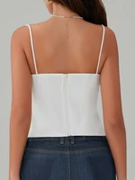 Bustier à bretelles spaghetti pour femmes, haut corset Y2K, dos nu, fermeture éclair, court, élégant, vintage, maigre, chic, vêtements d'été 5