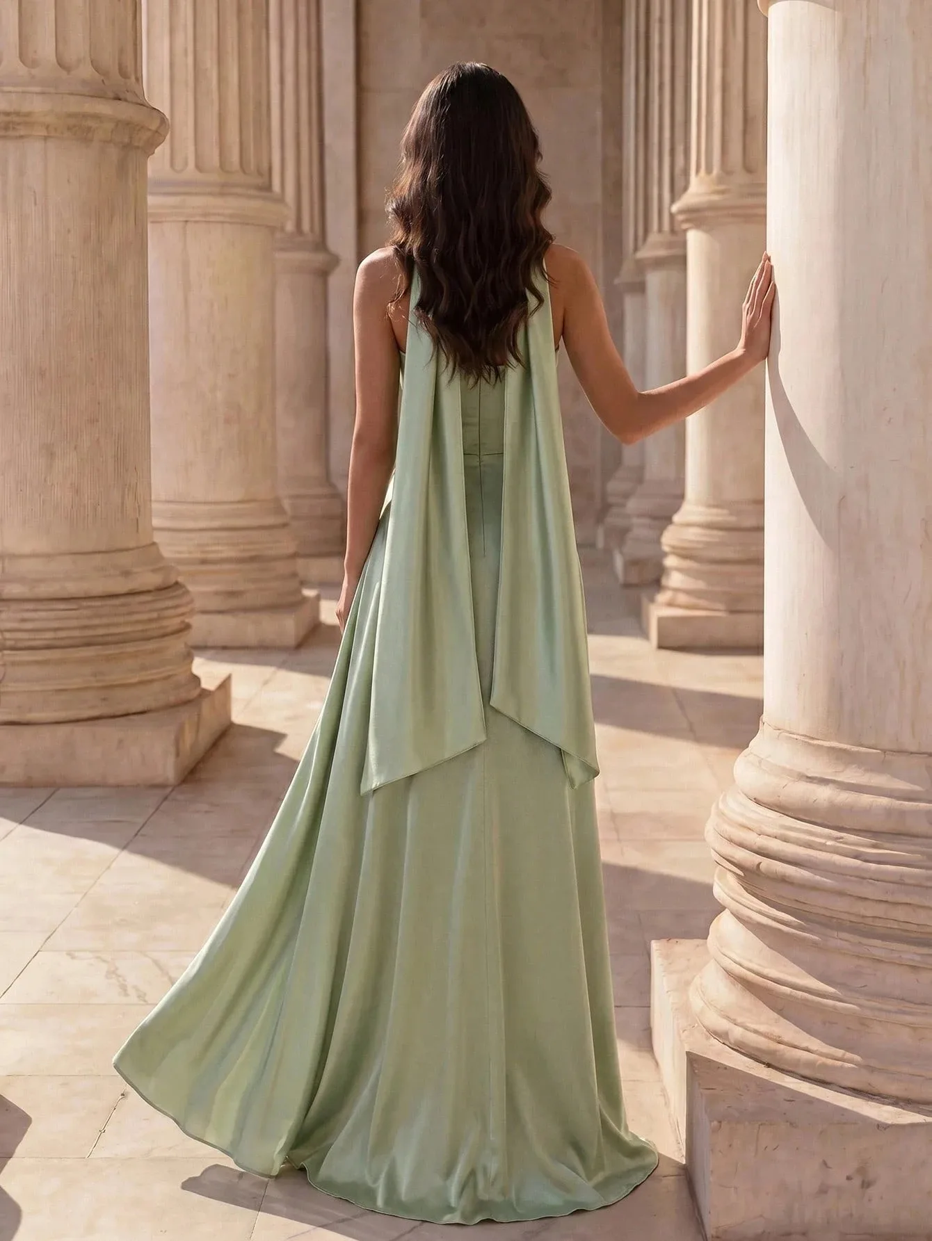 Elegant Strapless Mermaid Dresses Satin Sweetheart Corset Knotted Waist Neck Sash Long Evening Wedding Guest Party Dress