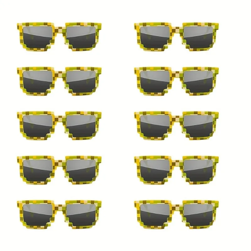 10-pack 8-bits pixel gamerbril, decoratieve bril met kunststof frame, feestartikelen