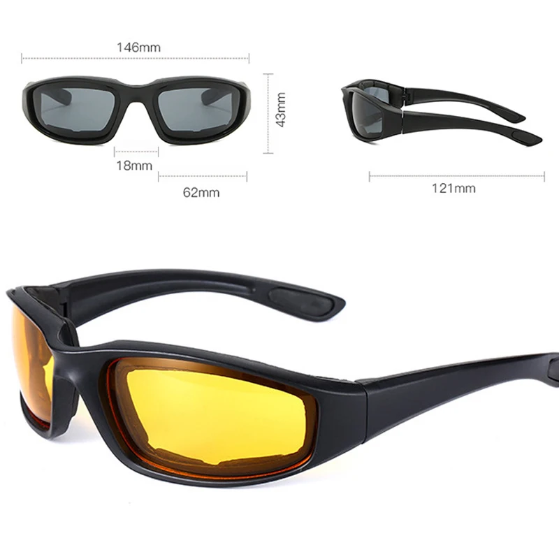 Outdoor Riding Motorcycle Sunglasses Cycling Goggles Sports Bike Black Frame Eyewear Windproof Motorcycle Equipments 4 Colors